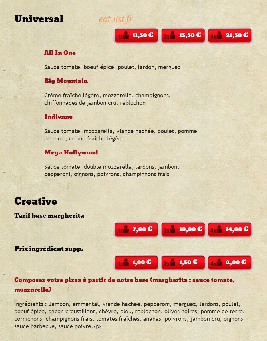 Diner's Burger — carte page 7