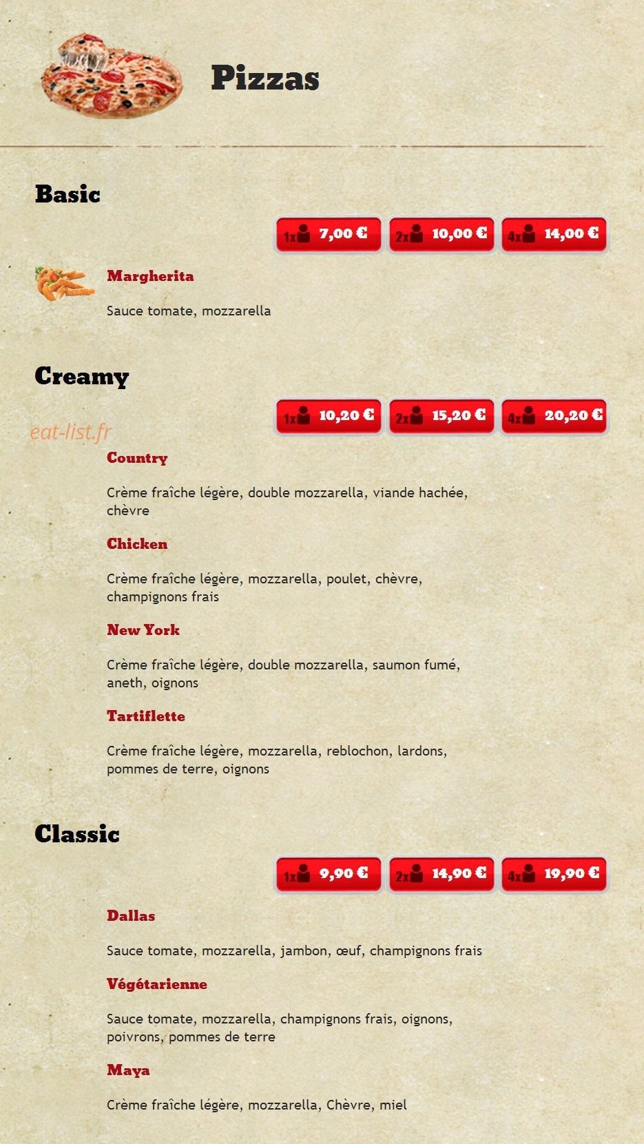 Diner's Burger — carte page 5