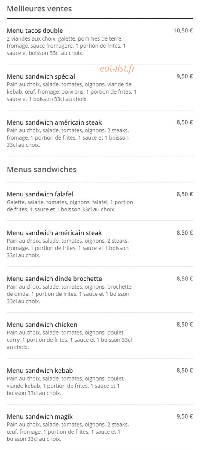 Djerba Kebab — carte page 1