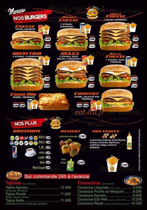 Eat Well — carte page 2