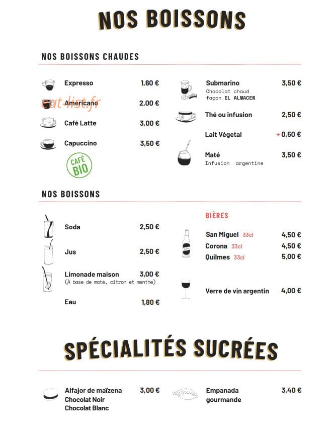 El Almacen — carte page 2