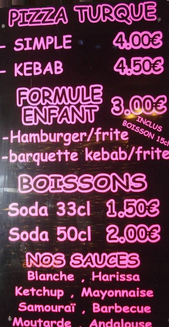Euro Kebab — carte page 1