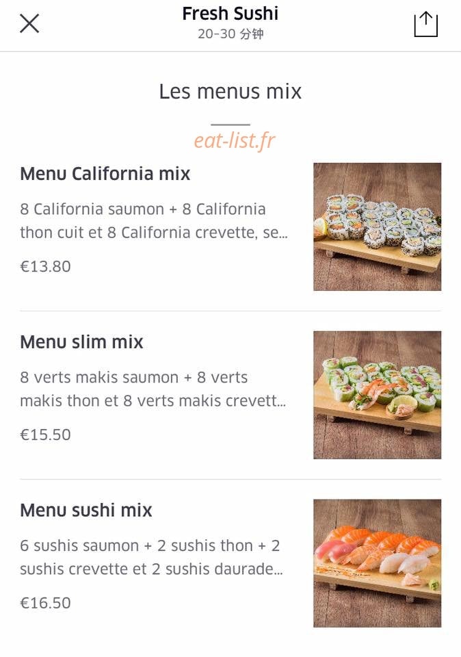 Fresh Sushi — carte page 3