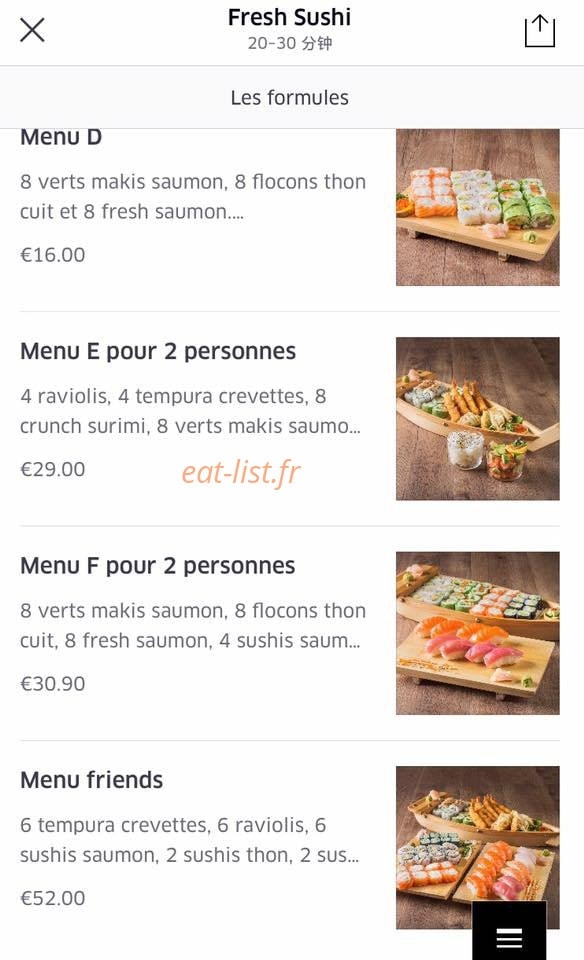 Fresh Sushi — carte page 2