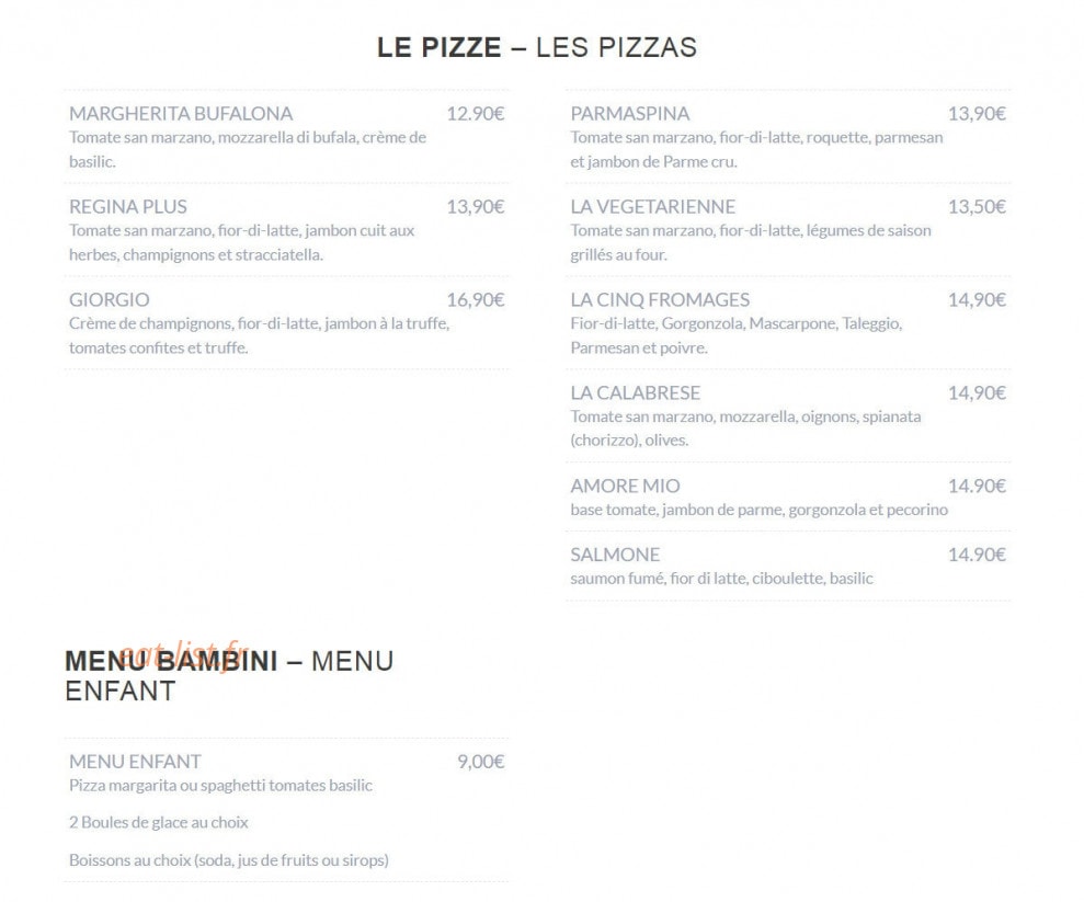 Giorgio Ristorante — carte page 3