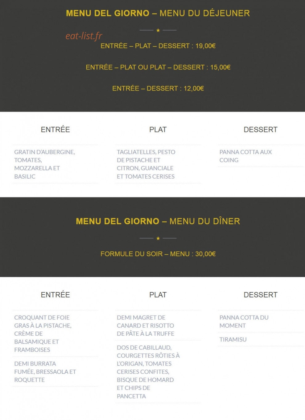 Giorgio Ristorante — carte page 5
