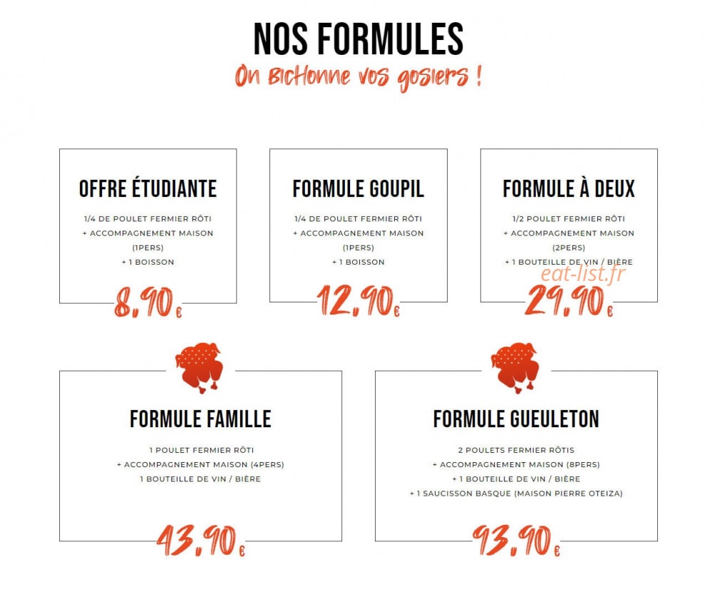 Carte et menu de Goupil Rôtisserie à Nantes — Formule