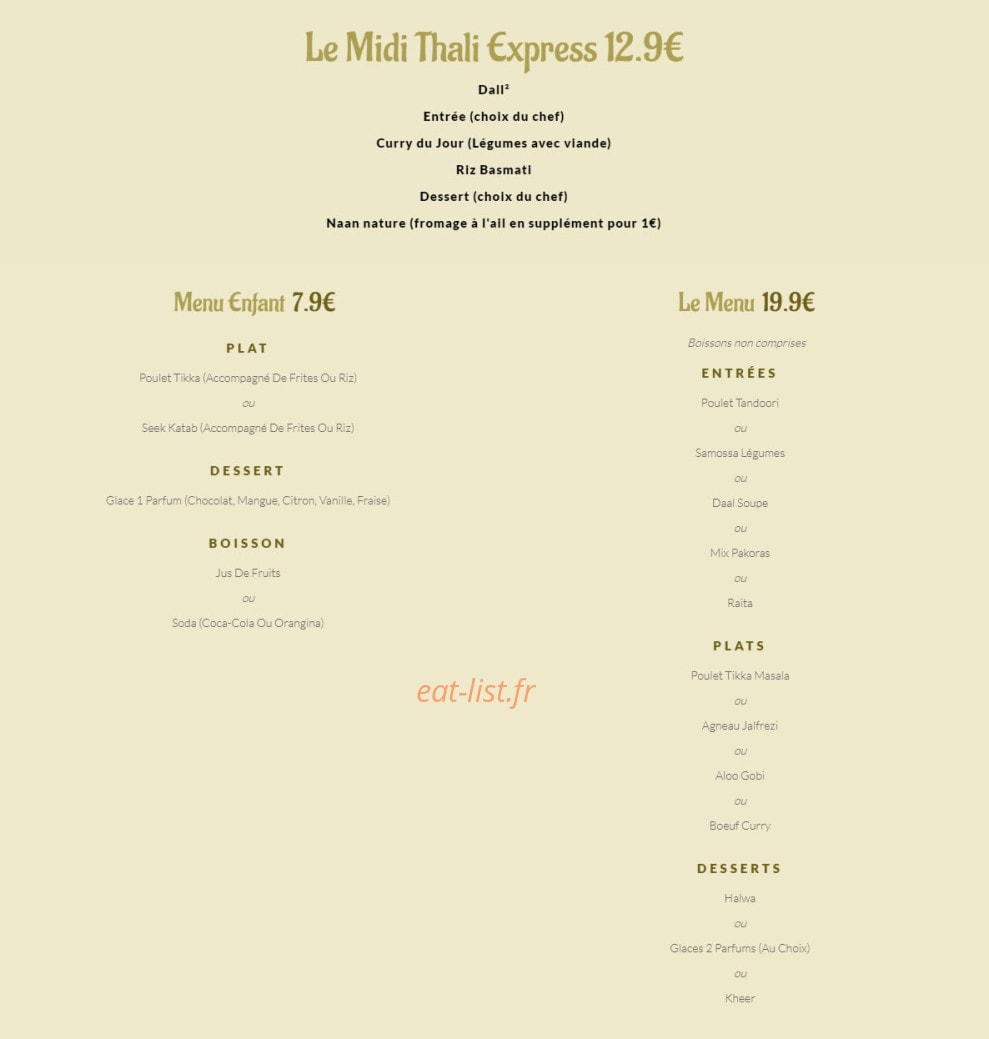 Indien Gourmet — carte page 5