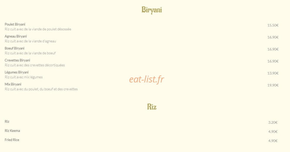 Indien Gourmet — carte page 4