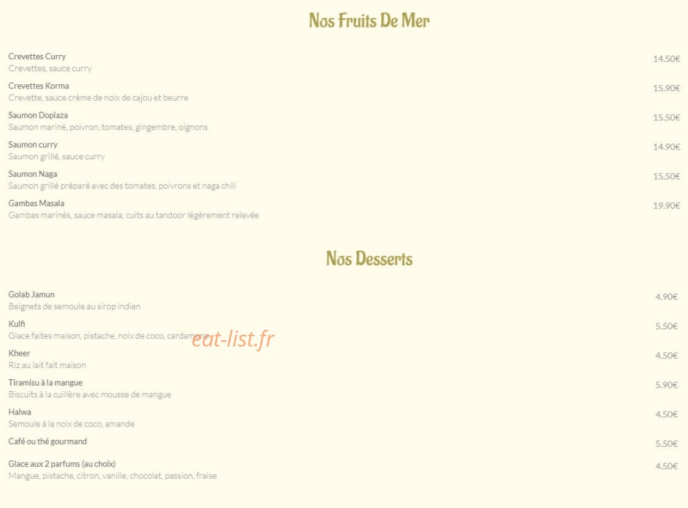 Indien Gourmet — carte page 6