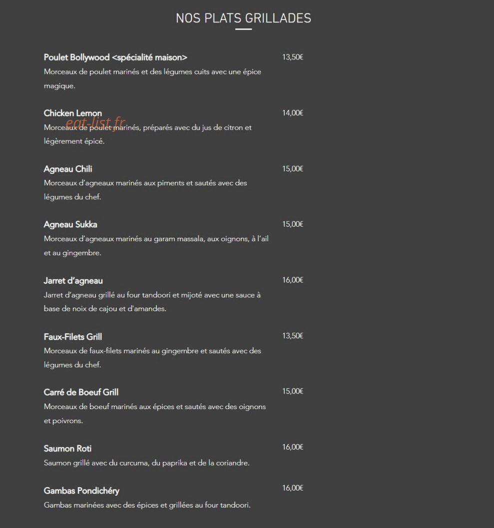 Indien Grill — carte page 2