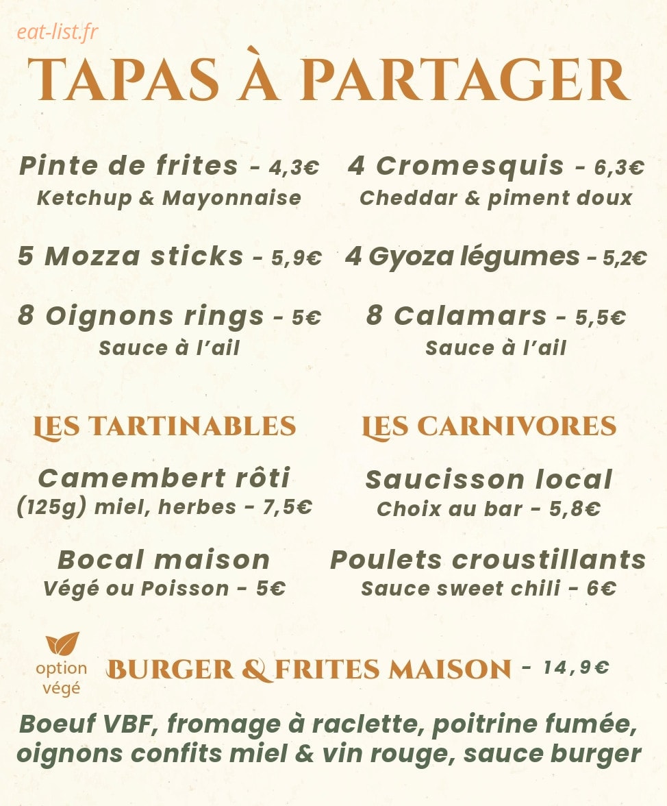Jym Bar — carte page 1