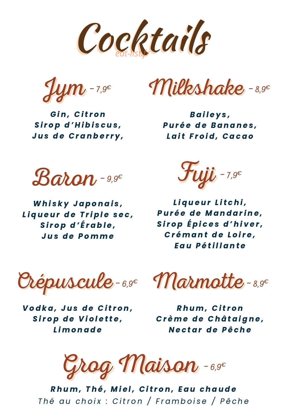 Jym Bar — carte page 2
