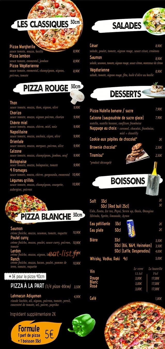 Kapy pizza — carte page 1