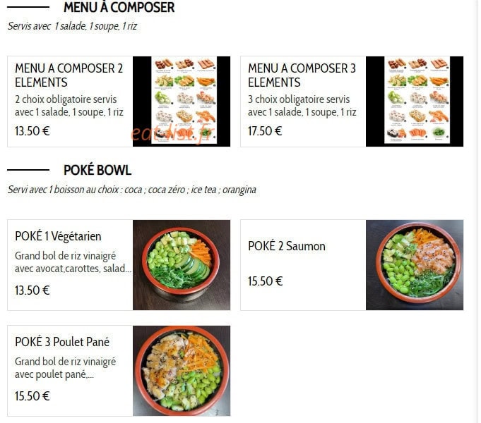 kikko sushi — carte page 1