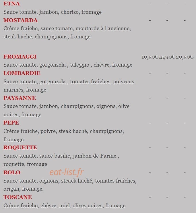 L'Appel à Pizza — carte page 3
