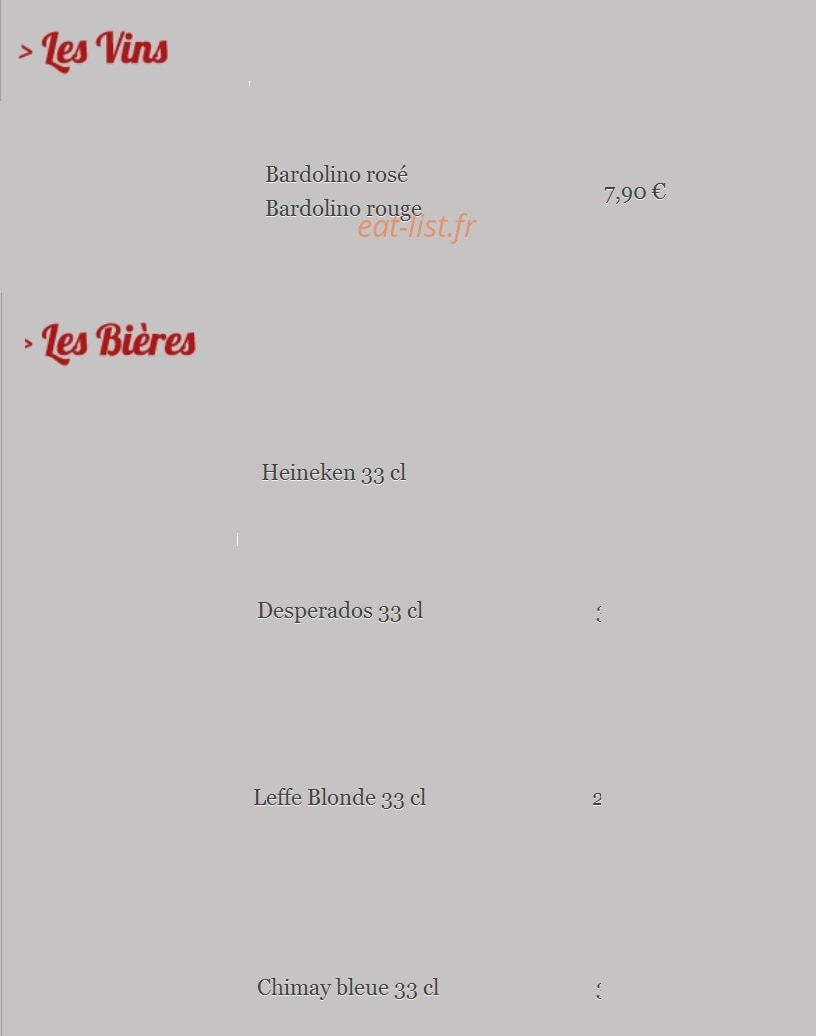 L'Appel à Pizza — carte page 10