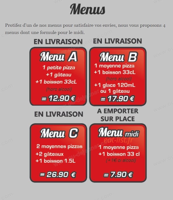 L'Appel à Pizza — carte page 1