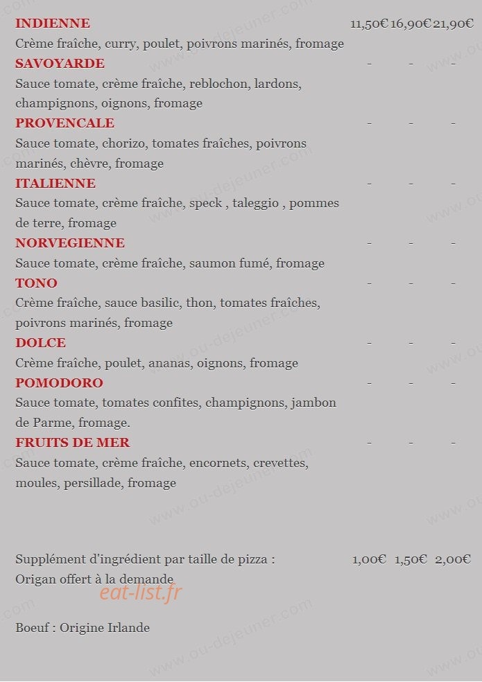 L'Appel à Pizza — carte page 4