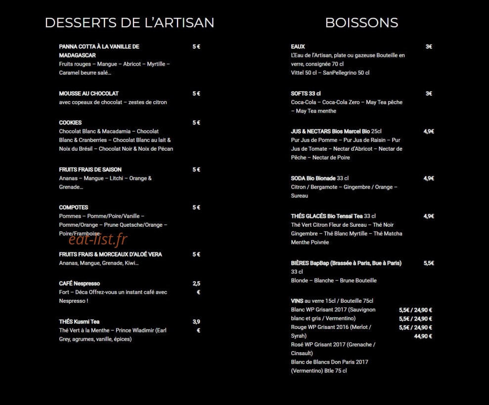 L'Artisan du Burger — carte page 3