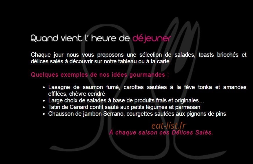L'Atelier Des Délices — carte page 1