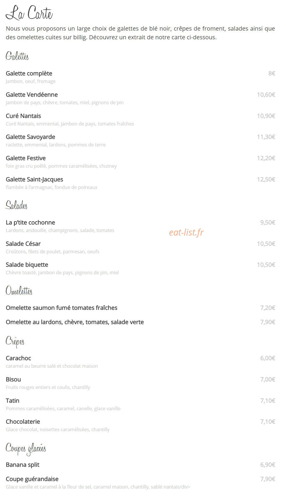 L'atelier Gourmand — carte page 1