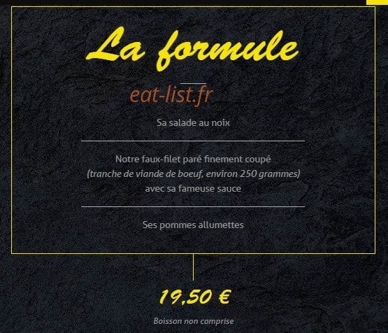 L'Entrecôte — carte page 1