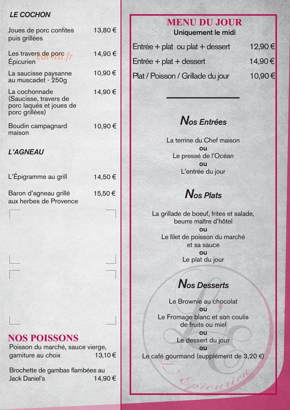 L'Epicurien — carte page 3
