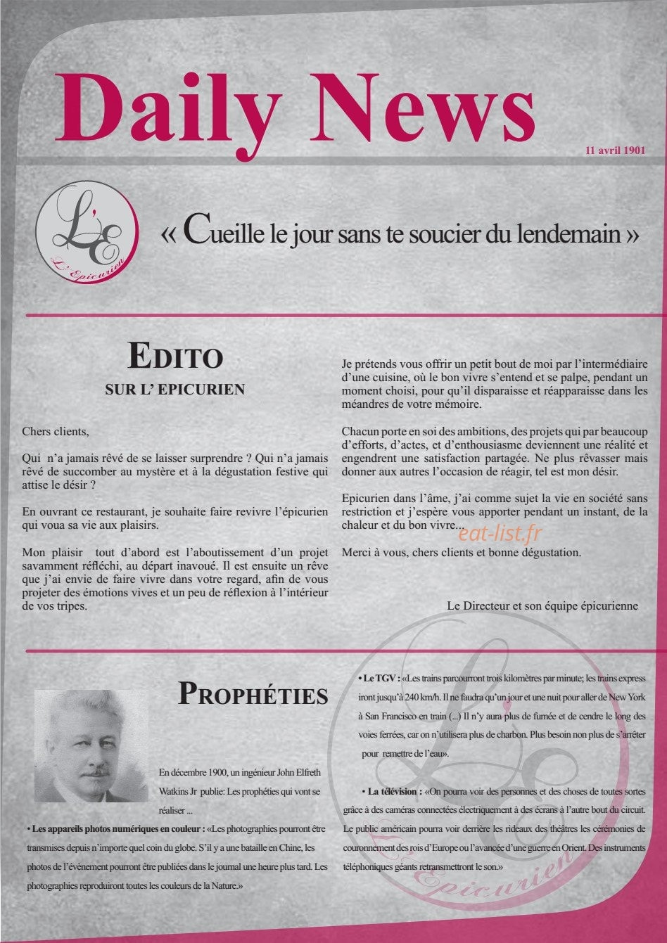 L'Epicurien — carte page 1