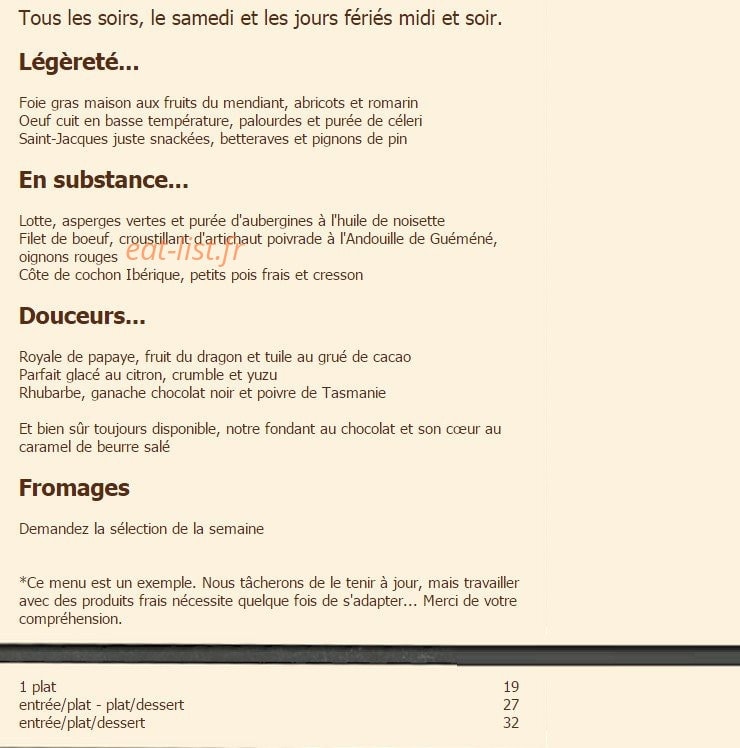 L'Instinct Gourmand — carte page 1