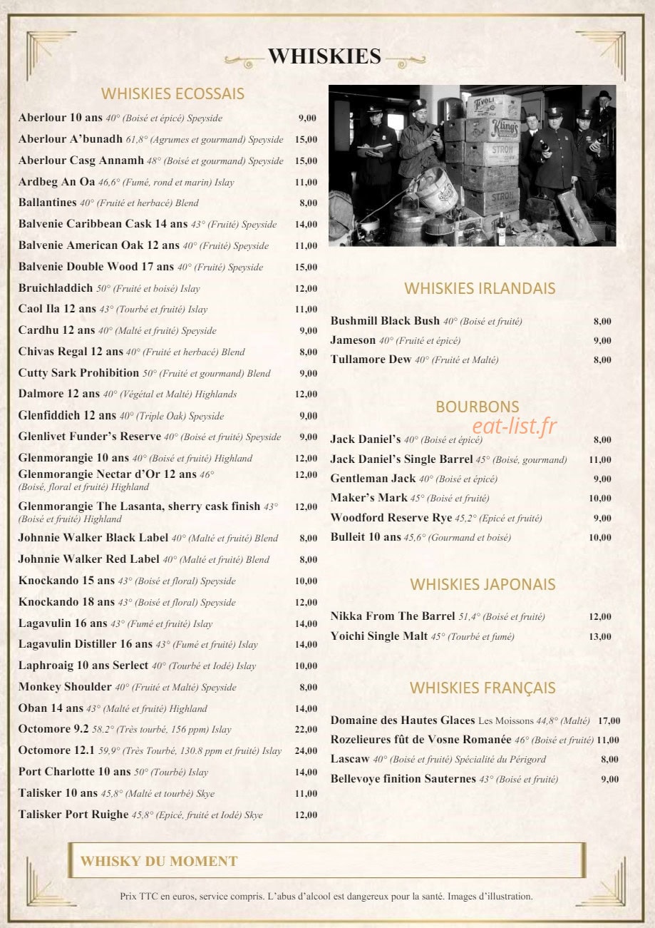 L'Univers Speakeasy — carte page 3