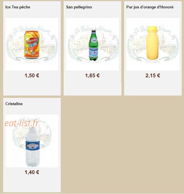 La Boulangerie d'Honoré — carte page 17