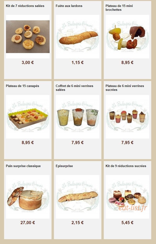 La Boulangerie d'Honoré — carte page 26