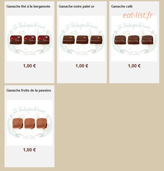 La Boulangerie d'Honoré — carte page 32