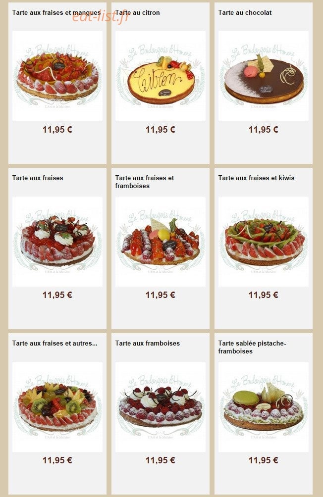 La Boulangerie d'Honoré — carte page 12
