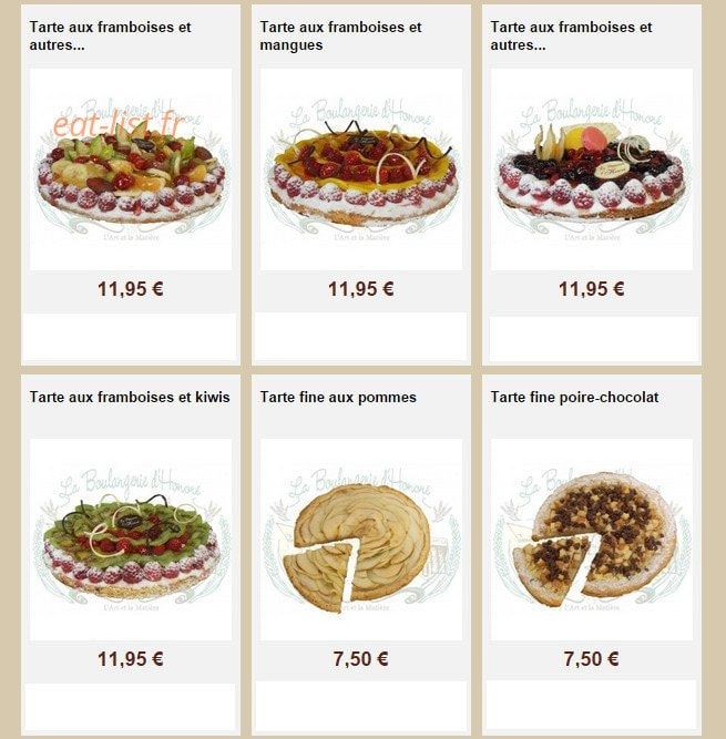 La Boulangerie d'Honoré — carte page 13