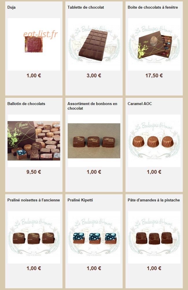La Boulangerie d'Honoré — carte page 31