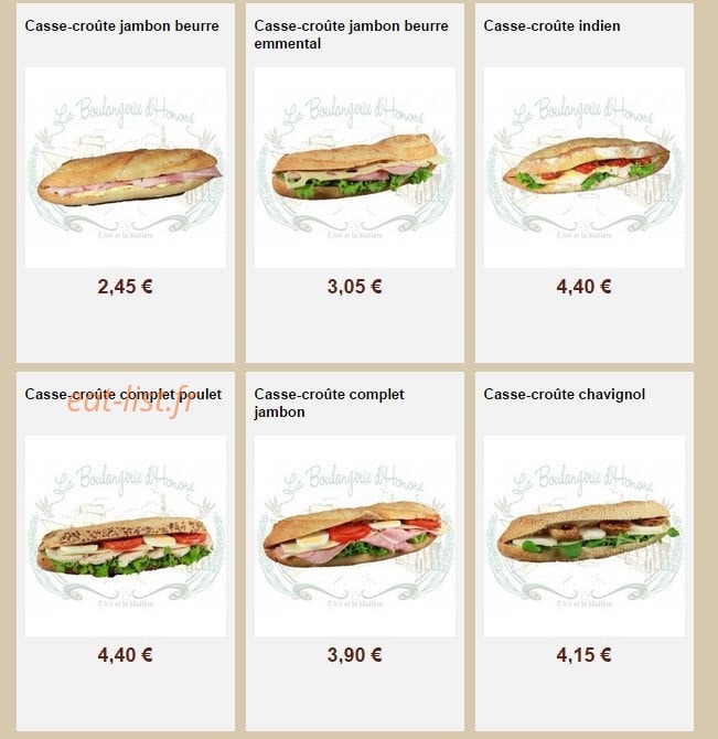 La Boulangerie d'Honoré — carte page 23