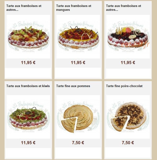 La Boulangerie d'Honoré — carte page 13