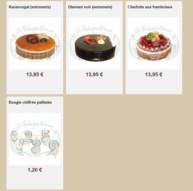 La Boulangerie d'Honoré — carte page 10