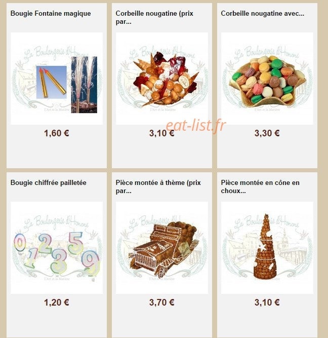 La Boulangerie d'Honoré — carte page 15