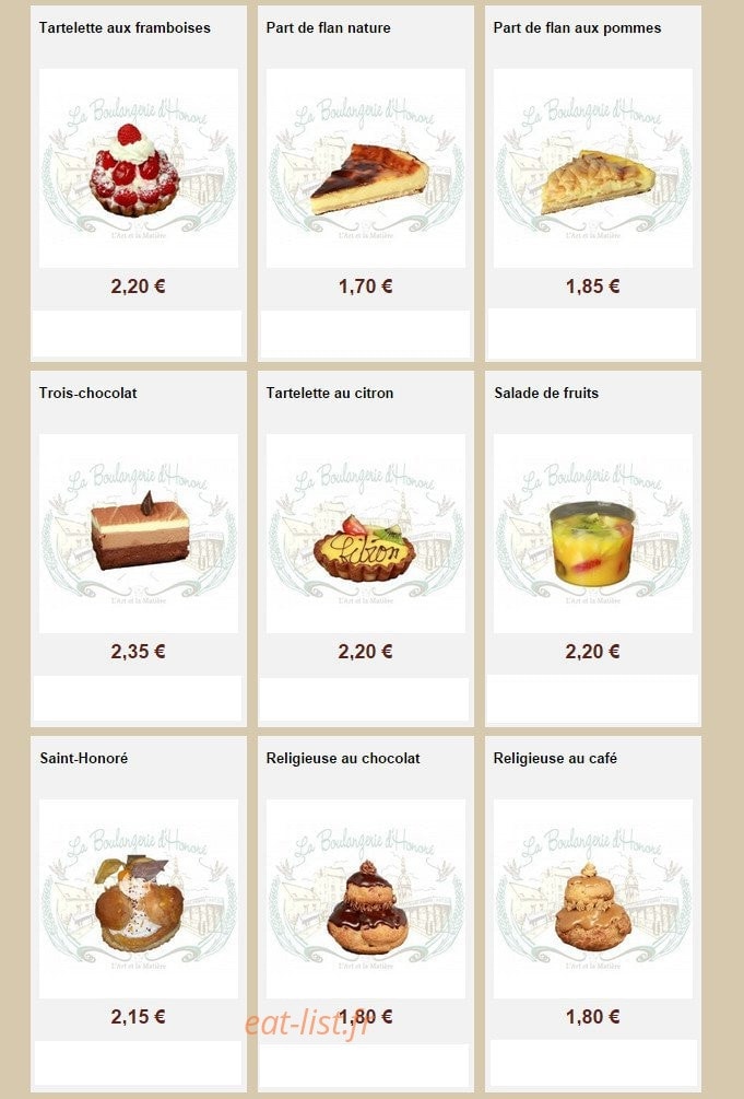 La Boulangerie d'Honoré — carte page 7