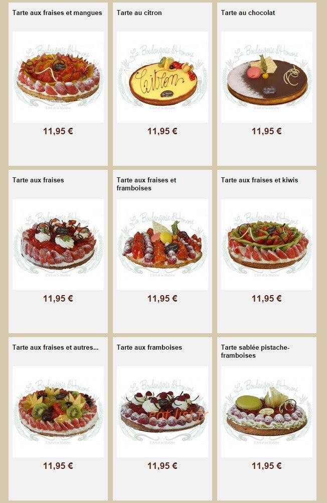 La Boulangerie d'Honoré — carte page 12