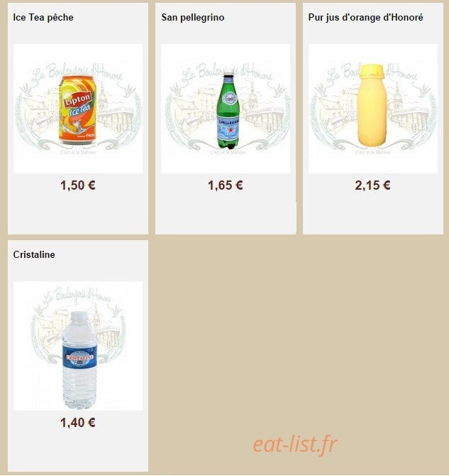 La Boulangerie d'Honoré — carte page 17