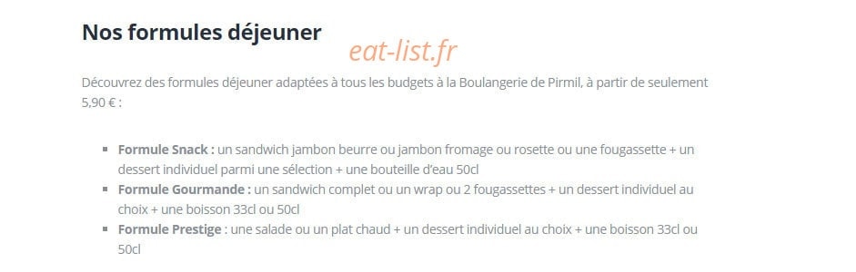 La Boulangerie de Pirmil — carte page 1