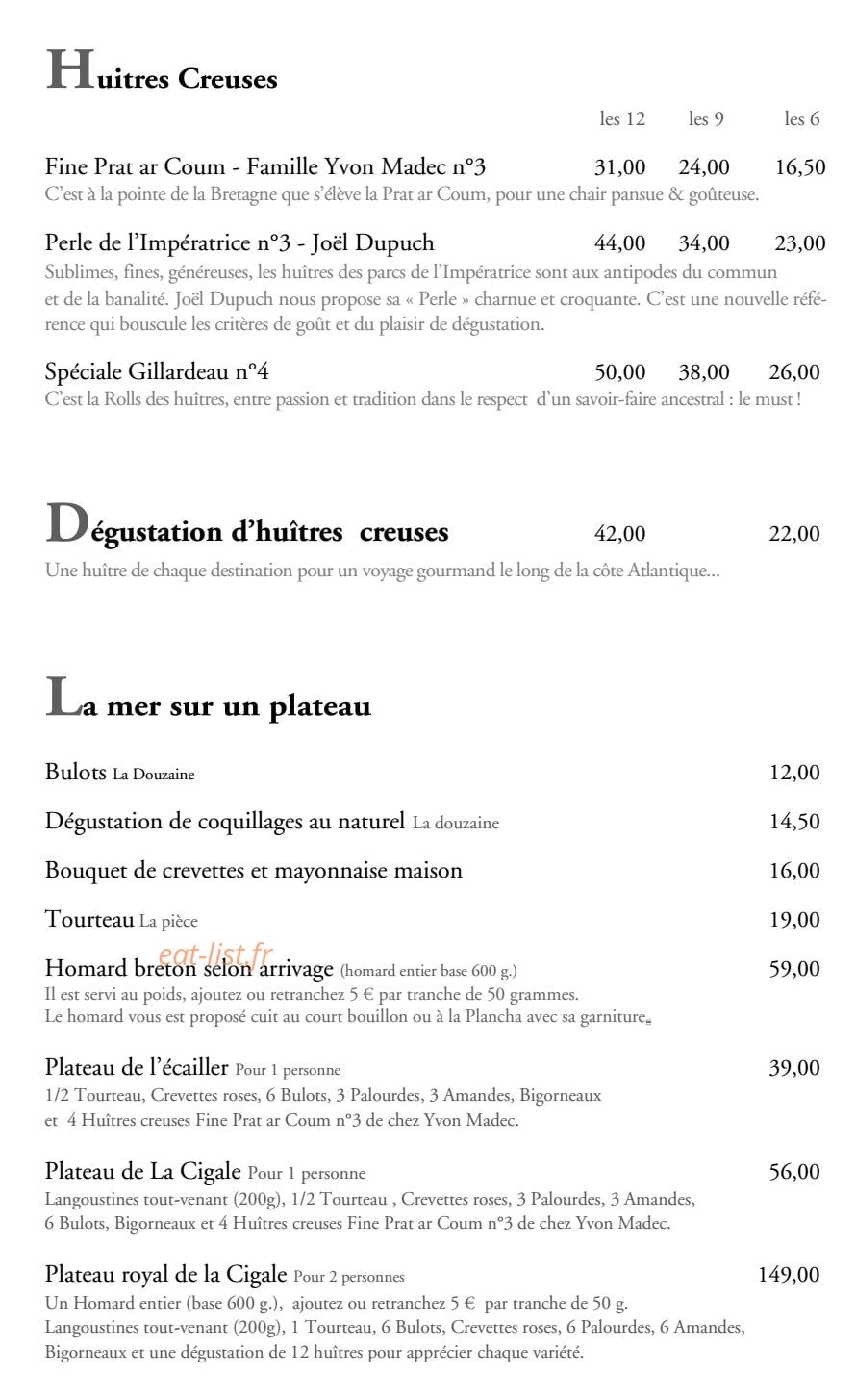 La Cigale — carte page 5