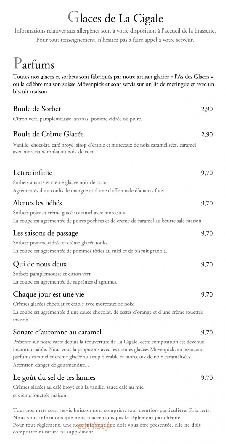 La Cigale — carte page 8