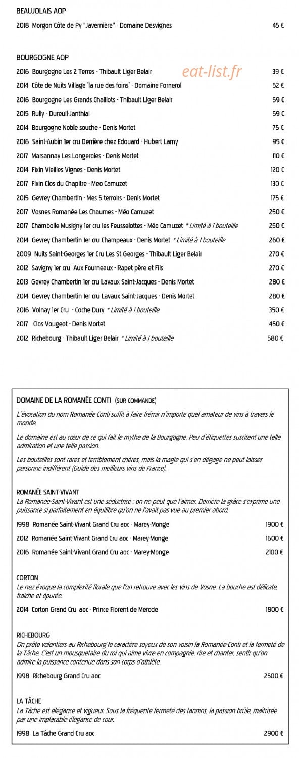 La Cigale — carte page 16