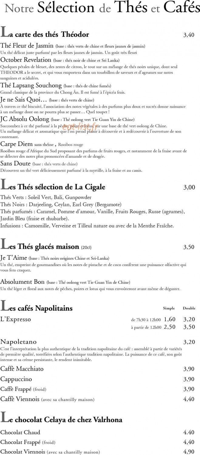 La Cigale — carte page 1