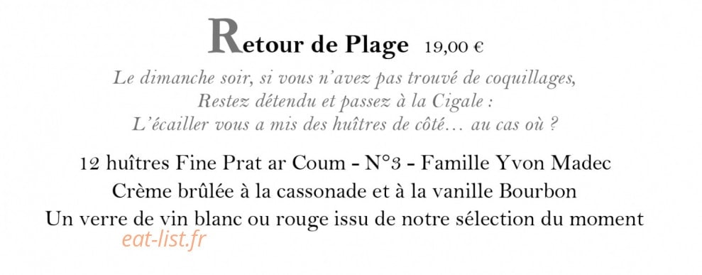 La Cigale — carte page 11